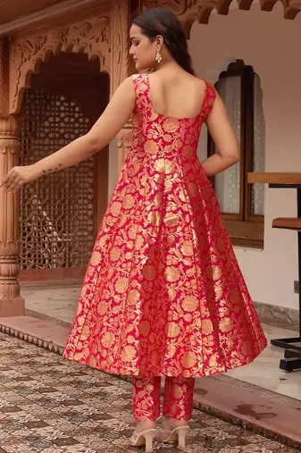 Rani jacquard anarkali suit set