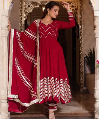 Rani maroon gotapatti anarkali suit set 2