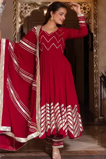 Rani maroon gotapatti anarkali suit set
