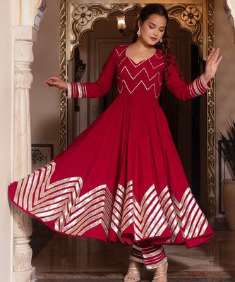 Rani maroon gotapatti anarkali suit set 3