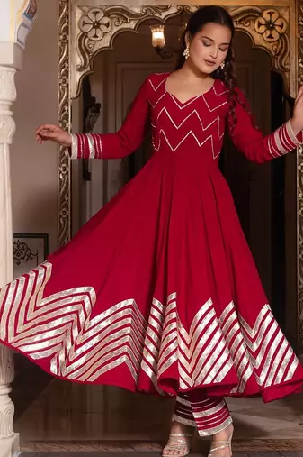 Rani maroon gotapatti anarkali suit set