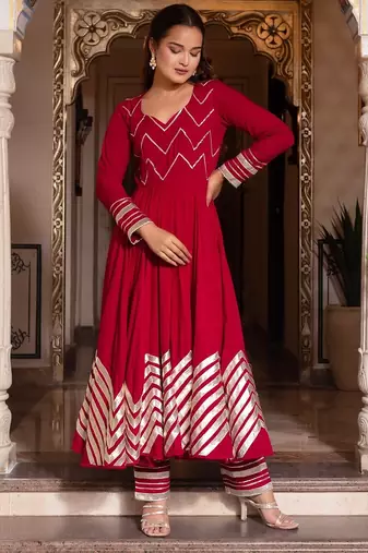 Rani maroon gotapatti anarkali suit set