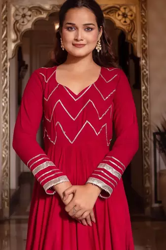 Rani maroon gotapatti anarkali suit set