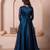 Teal blue organza handwork anarkali suit set