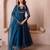 Teal blue organza handwork anarkali suit set