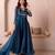 Teal blue organza handwork anarkali suit set