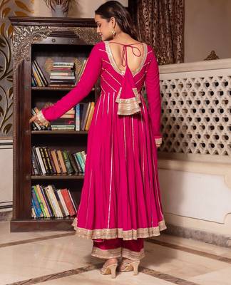 Violet rayon gotapatti anarkali suit set 1