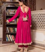 Violet rayon gotapatti anarkali suit set