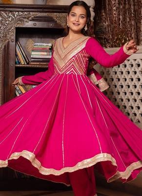 Violet rayon gotapatti anarkali suit set 3