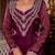 Wine handwork pakistani organza suit set