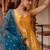 Yellow jacquard gotapatti organza anarkali suit set