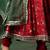 Red & green floral printed with border work cotton blend  flared ethnic anarkali style girls kurta set with dupatta