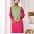 pink cotton kurta pajama with woven nehru jacket