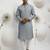 grey linen men kurta pajama with traditional work