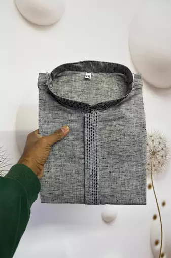 men’s grey linen kurta pajama