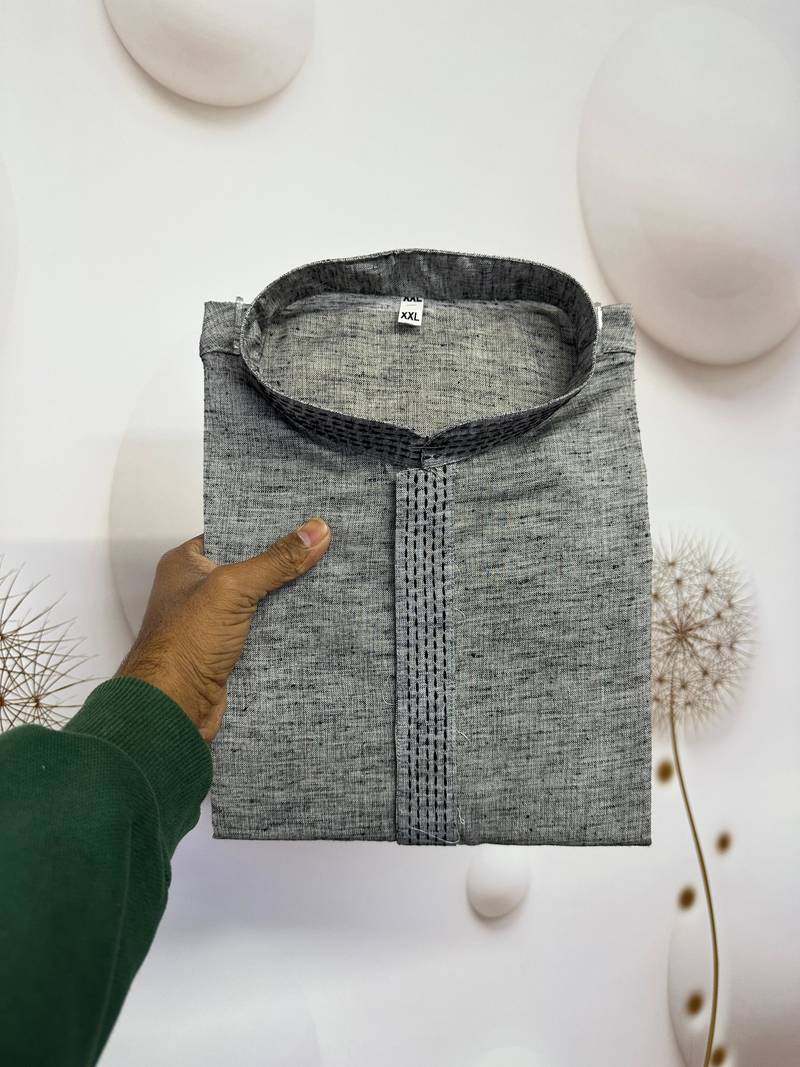 men’s grey linen kurta pajama