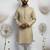 beige linen men kurta pajama with minimal work