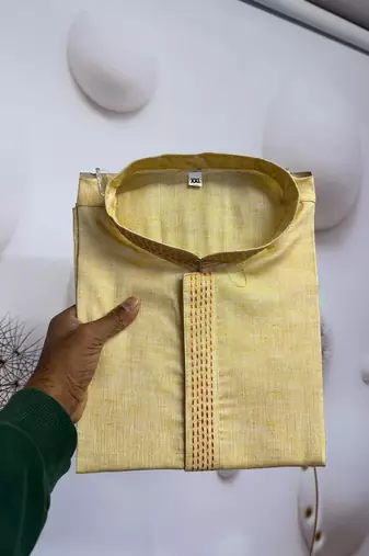 yellow linen kurta pajama for men