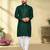 bottle green cotton men kurta pyjama with silver design
