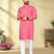 pink cotton men kurta pyjama with silver weaving