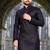 black slub cotton men kurta pyjama with silver work