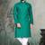 turquoise slub cotton men kurta pyjama with silver work
