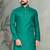 turquoise slub cotton men kurta pyjama with silver work