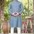 charcoal slub cotton weaving kurta pajama set
