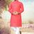 peach slub cotton weaving kurta pajama set
