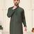 green linen cotton jacquard kurta pajama set
