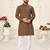brown linen cotton jacquard kurta pajama set