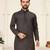 blue linen cotton jacquard kurta pajama set