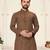 brown linen cotton jacquard kurta pajama set