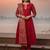 Label divine attire red silk blend embroidered kurta pant set with dupatta