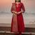 Label divine attire red silk blend embroidered kurta pant set with dupatta