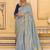 Gray crepe silk saree, beautifully crafted with rich zari weaving