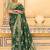 Green crepe silk saree, beautifully crafted with rich zari weaving