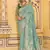 turquoise crepe silk saree with zari woven design