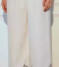 White floral embroidered kurta set with duppata and palazzo pant 3