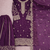 Purple Silk Fabric Kurta Palazzo and Dupatta Embroidered Work 3pc Set
