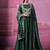 Green chinnon silk solid flared gown with sequins embroidered koti and dupatta