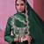Green chinnon silk solid flared gown with sequins embroidered koti and dupatta