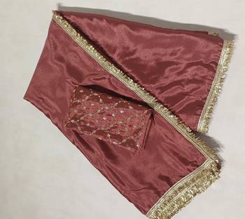 coffee chinon saree with sequins lace work 4