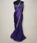 Designer Chinon Saree Decorated With Readymade Gold Sequence Lace  And Sequence Embroidered Unstitched  Blouse Piece