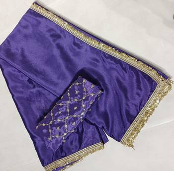 purple chinon saree with sequins lace work 3