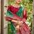 Bottle green & red banarasi silk saree with heavy woven zari work