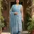 blue and beige pure cotton straight regular kurta set