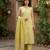Anouk yellow and beige pure cotton straight regular kurta set
