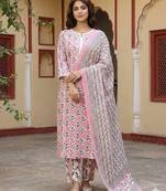 Anouk mauve pure cotton straight regular kurta set