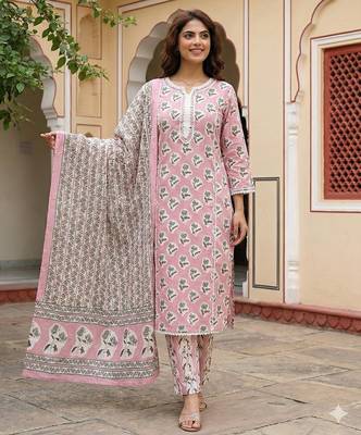 Anouk mauve pure cotton straight regular kurta set 4